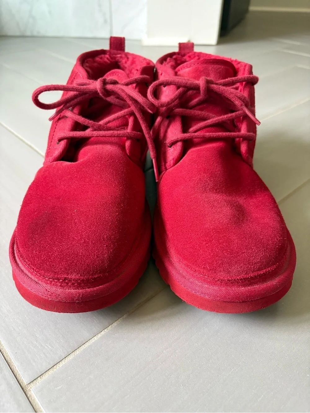 UGG Neumel Red Suede Lace-Up Boots